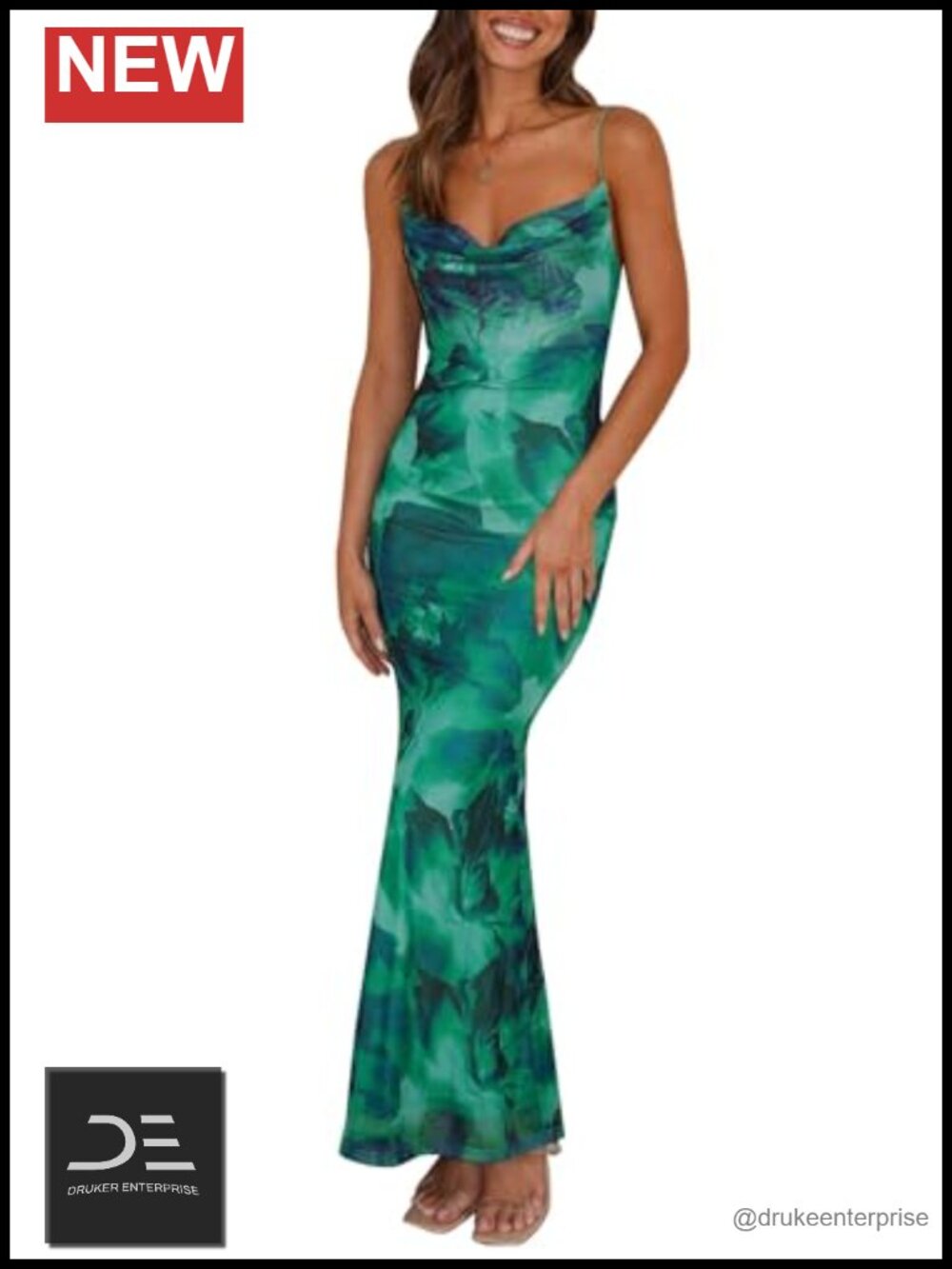 Women Floral Spaghetti Strap Bodycon Maxi Dress Backless Slip Long